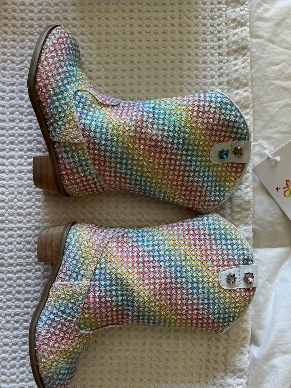 Lola + The Boys Rainbow Glitter Kids Ankle Boots